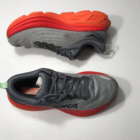 Hoka Men's Gray and Red Athletic Shoes Size 8.5D SB-D - Picture 4 of 7